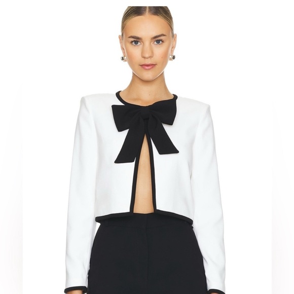 Alice + Olivia Jackets & Blazers - Alice + Olivia Kidman Cropped - White and Black Bow Blazer. NWOT